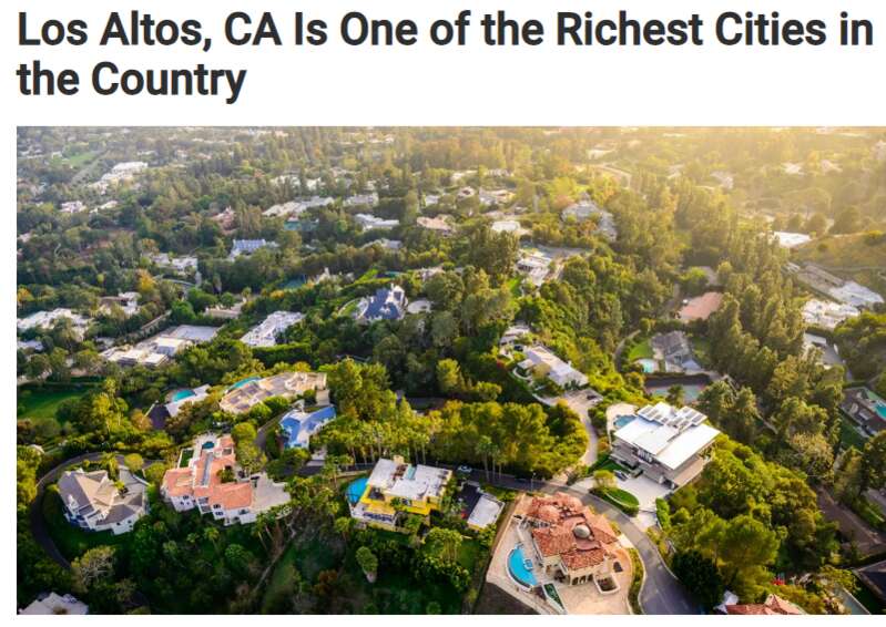 加利福利亚州的小城洛斯阿图斯（Los Altos）荣登榜首
